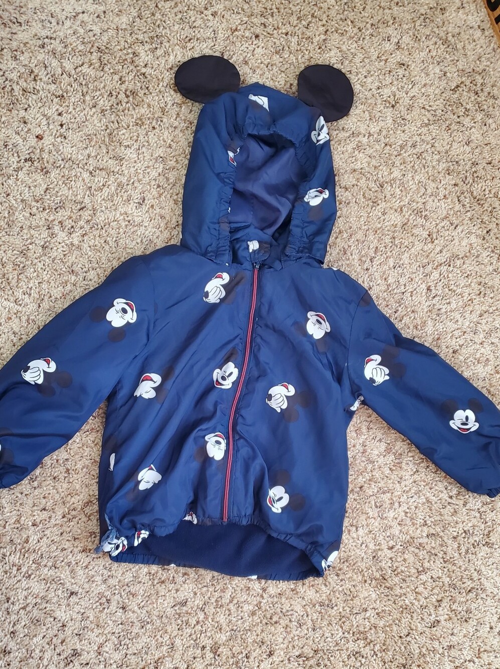 2T H&M Navy Mickey Mouse Hooded Rain Jacket with Ear Hood